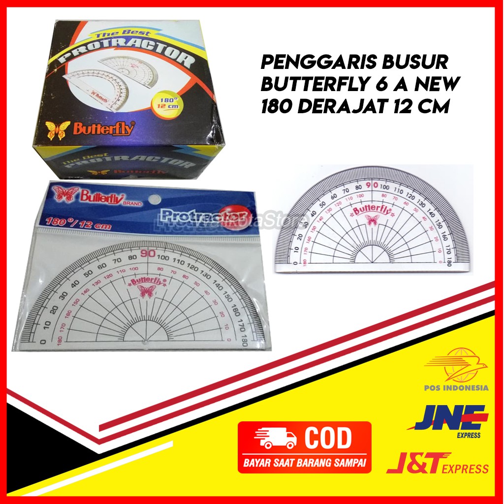 

RULER / PENGGARIS BUSUR BUTTERFLY 6 A NEW 180 DERAJAT 12CM