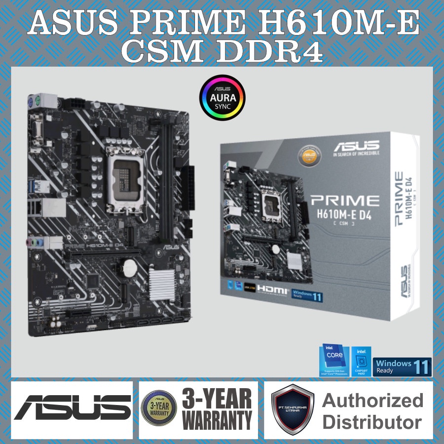 Mainbord Asus Prime H610M-E - mATX DD4 LGA1700 Intel Gen 12 - ASUS H610ME - Garansi Resmi