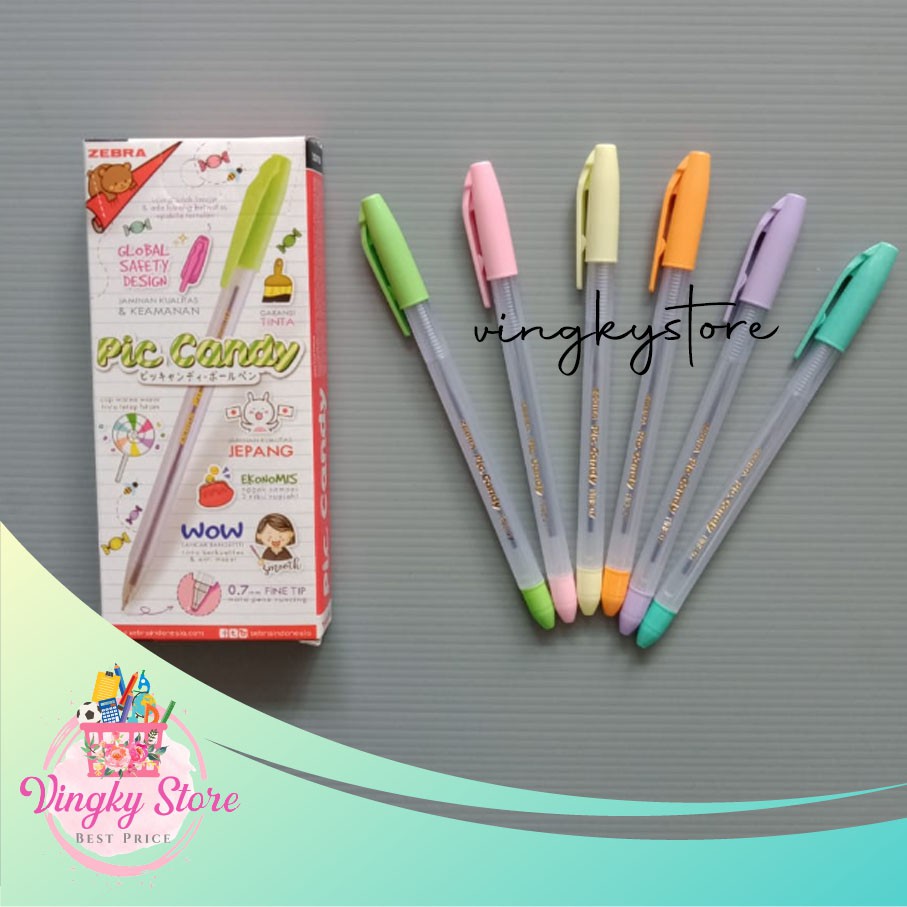 

Pulpen / Pen Zebra Pic Candy 0.7mm (12pc)
