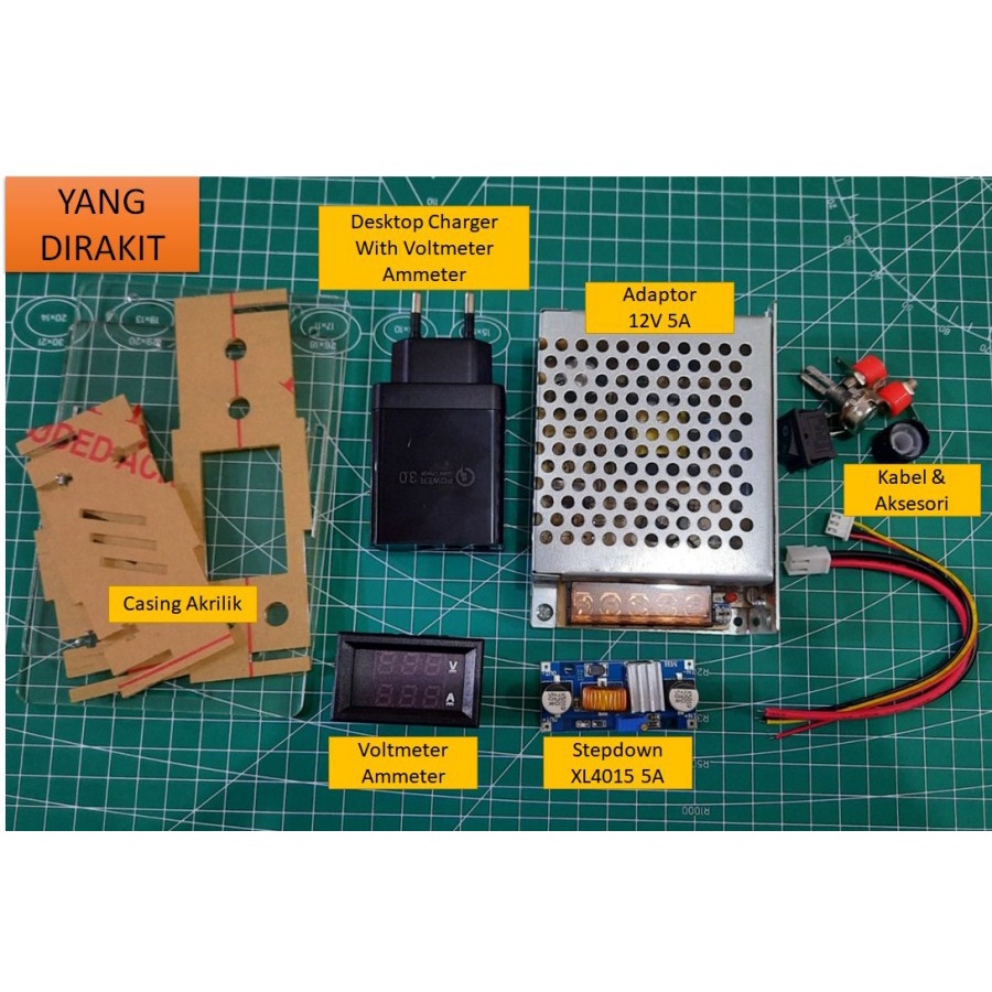 Power Supply MBR 5A Penghancur Short 12V 5A dengan Voltmeter Ammeter dan USB Charger