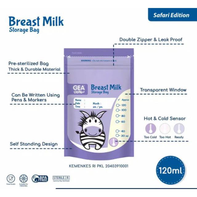 Gea Baby Brest Milk Storage Bag 120ml (30bag)