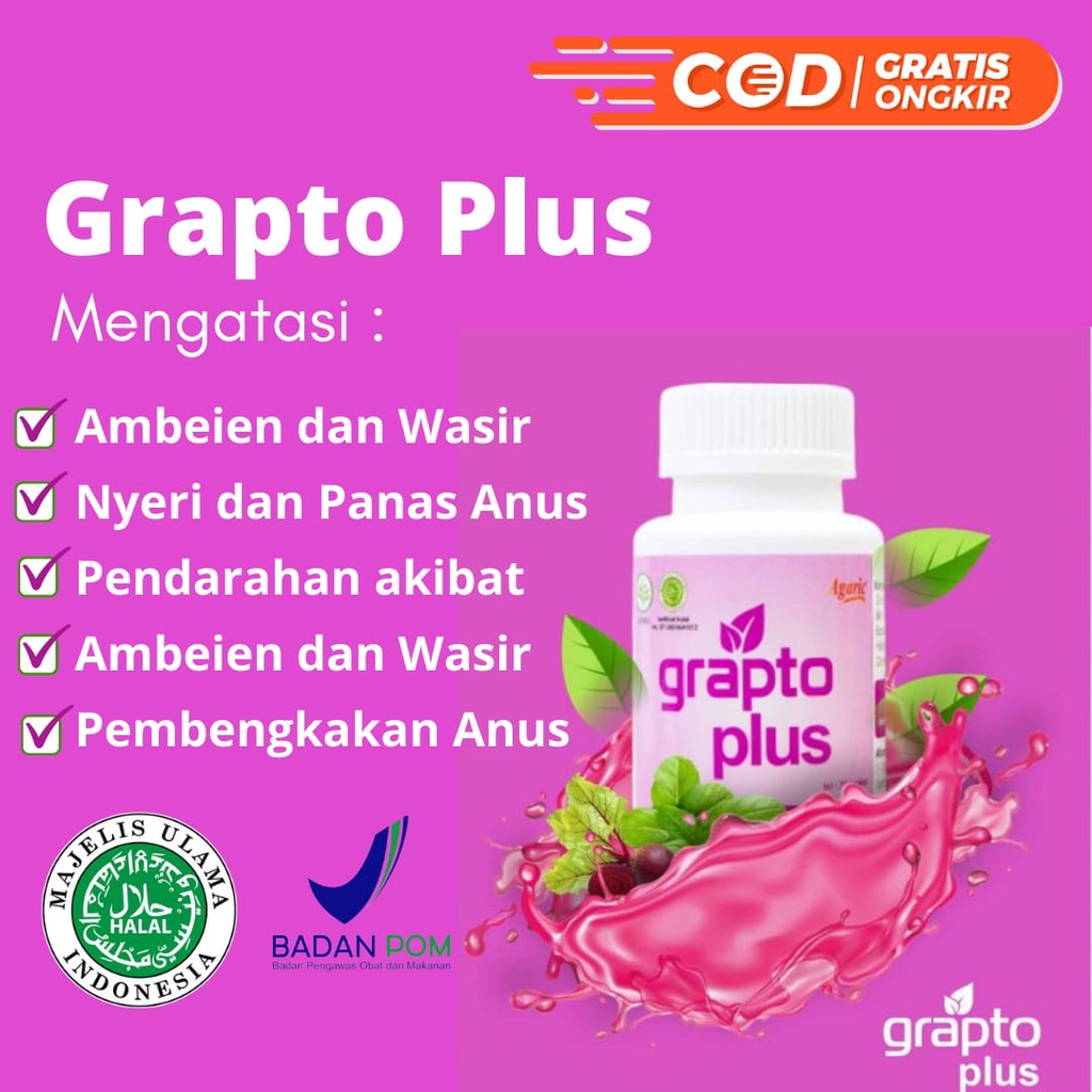 GRAPTO PLUS ORI KAPSUL GRAPTO PLUS GRAPTOPLUS HERBAL OBAT WASIR OBAT AMBEIEN AMBEYEN LANCAR BAB