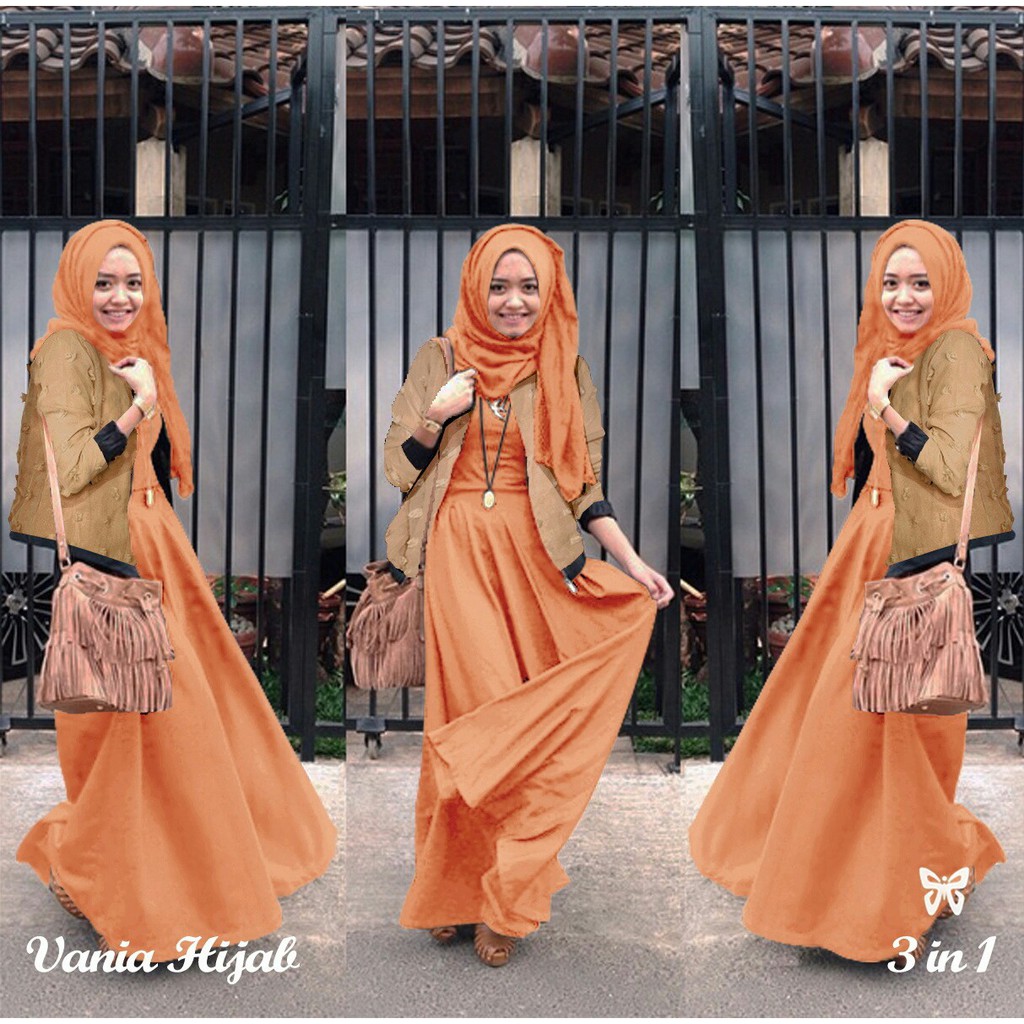 HOPYLOVY Gamis Wanita Vania Set Cardigan Outer Rubiah | NEW COLOURS | Maxi Dress | Fashion Muslim