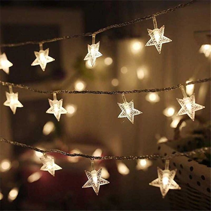 Lampu Hias Dekorasi Cafe Taman Star Light String Twinkle 20 LED 3M - Warm White