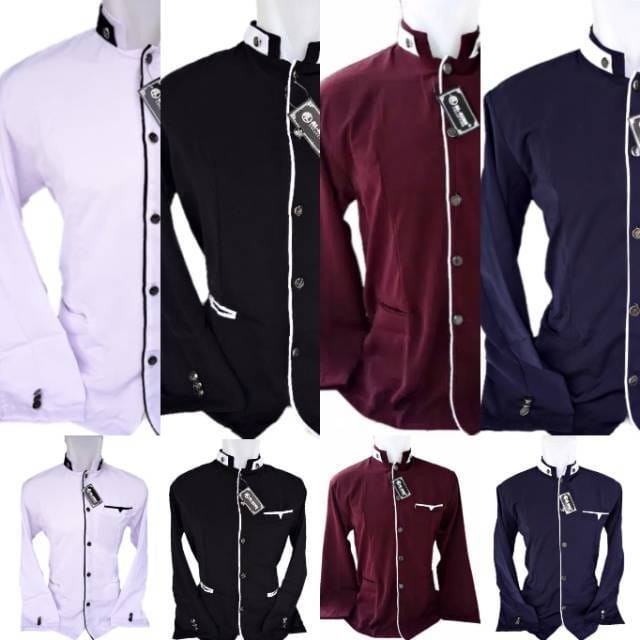 Baju Koko Jasko Pria Polos Keren Twist Hitam Marun