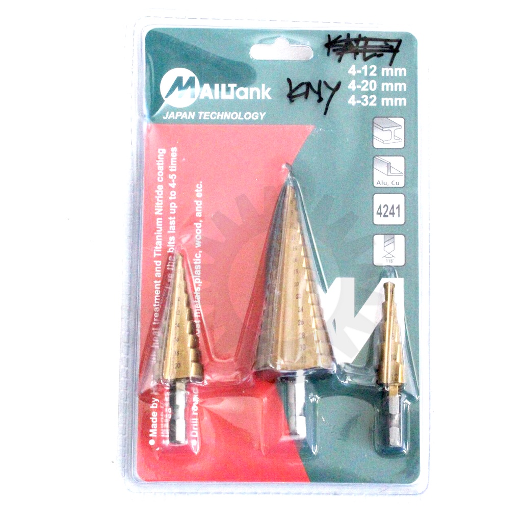 SH294 MAILTANK Mata Bor HSS Pagoda Piramid Step Drill Set 3pcs