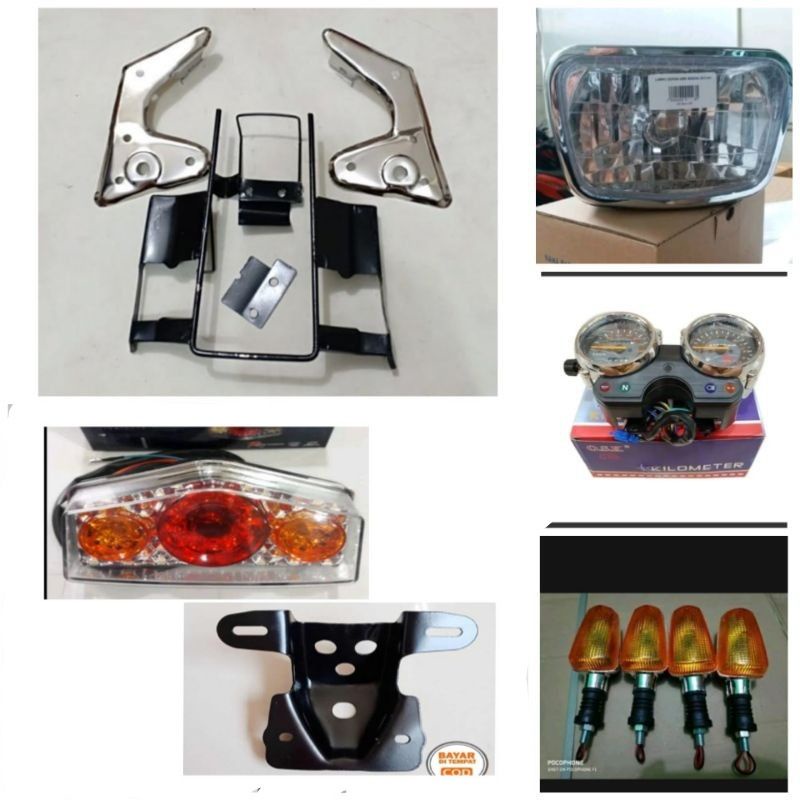 Paket Hemat Hedlamp Rx-King New + Breket Kuping Lampu + Spidometer + Sen 4 Pic +  Stop PPlus Dudukan Stop Rx-King Tebal