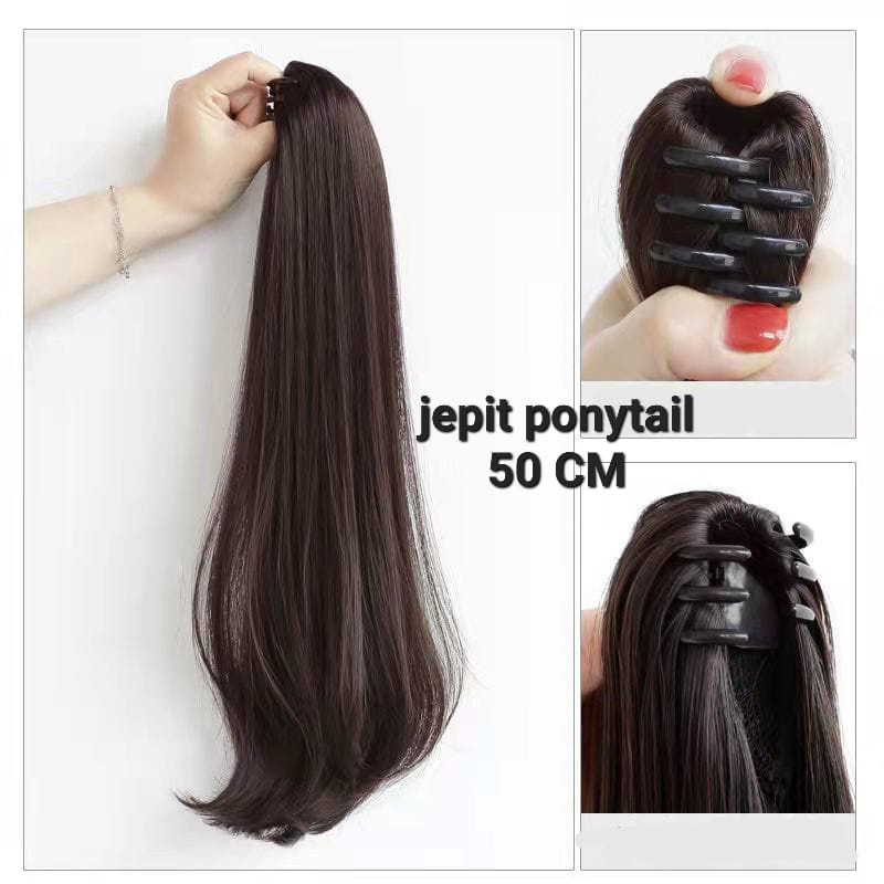 JEPIT RAMBUT PONYTAIL 50 CM KUNCIRAN RAMBUT PALSU WIG KOREA IMPORT HAIRCLIP HAIR EXTENSION