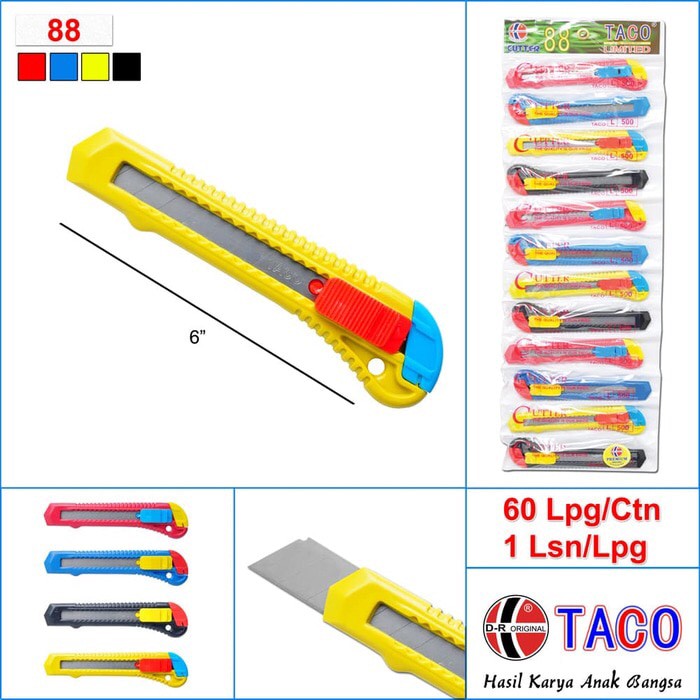 

CUTTER BESAR TACO CT88 CUTTER MURAH CUTER BESAR MURAH PEMOTONG KERTAS 12 pcs