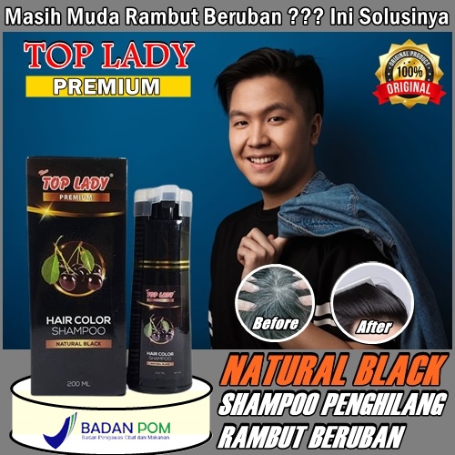 TERBARU shampoo anti uban top lady shampo perawatan penghitam penghilang uban terbaik ampuh original