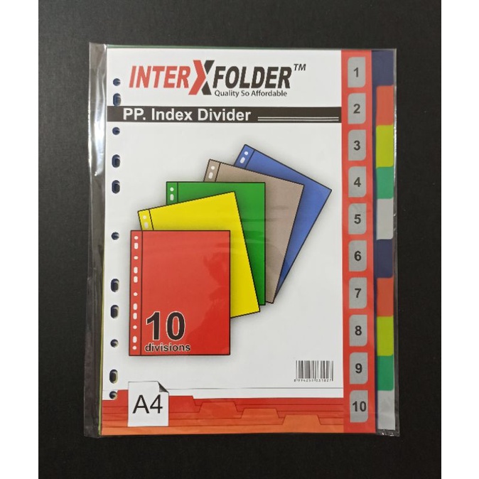 pembatas buku binder A4 index divider interx 10tab