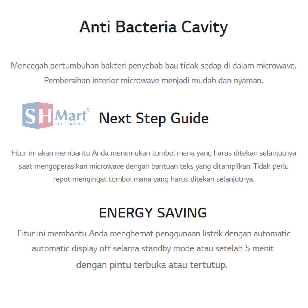 MICROWAVE OVEN LG KAPASITAS 20 LITER MS2042DB INVERTER EASY CLEAN GARANSI RESMI