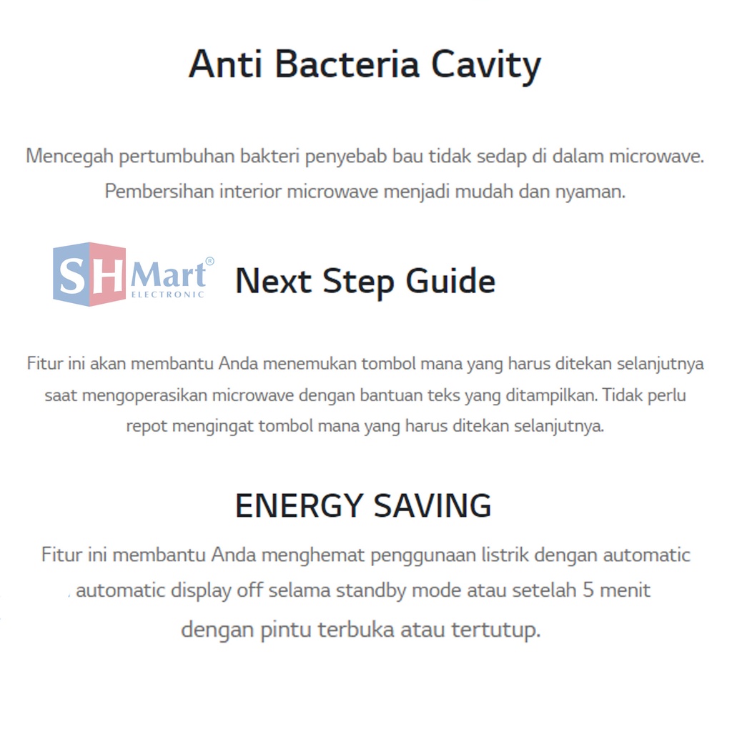 MICROWAVE OVEN LG KAPASITAS 20 LITER MS2042DB INVERTER EASY CLEAN GARANSI RESMI