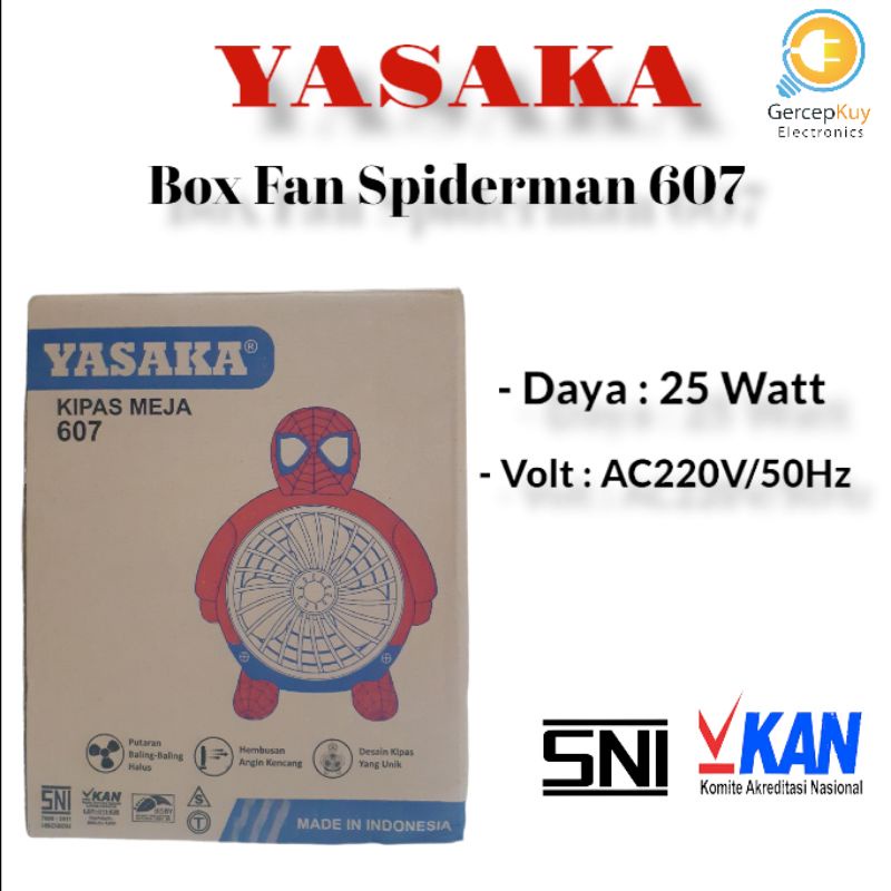 Kipas Meja / Box Fan Yasaka Character : Spiderman - Model 607