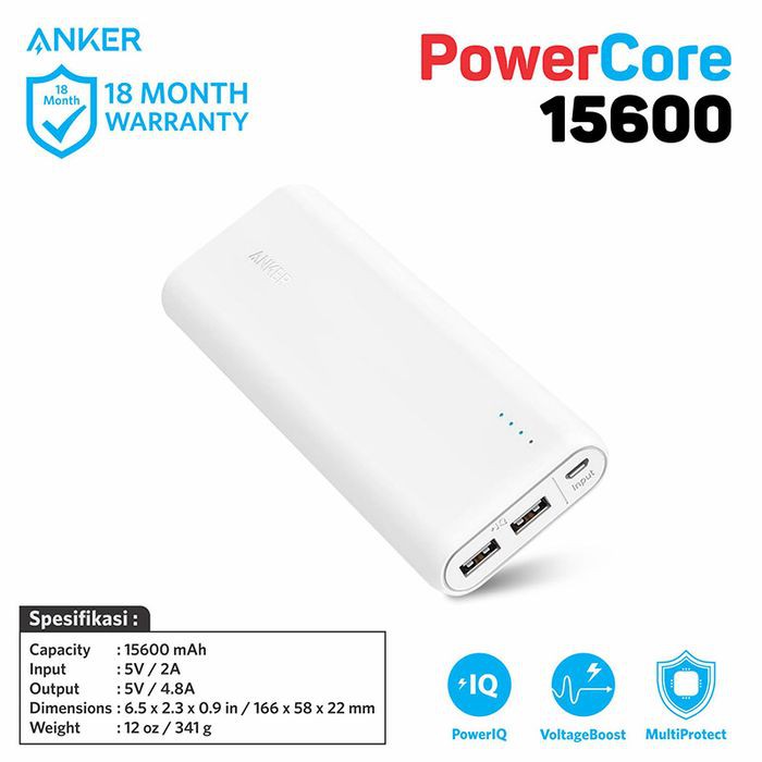 Powerbank Anker PowerCore 15600 mAh Black A1252 pb