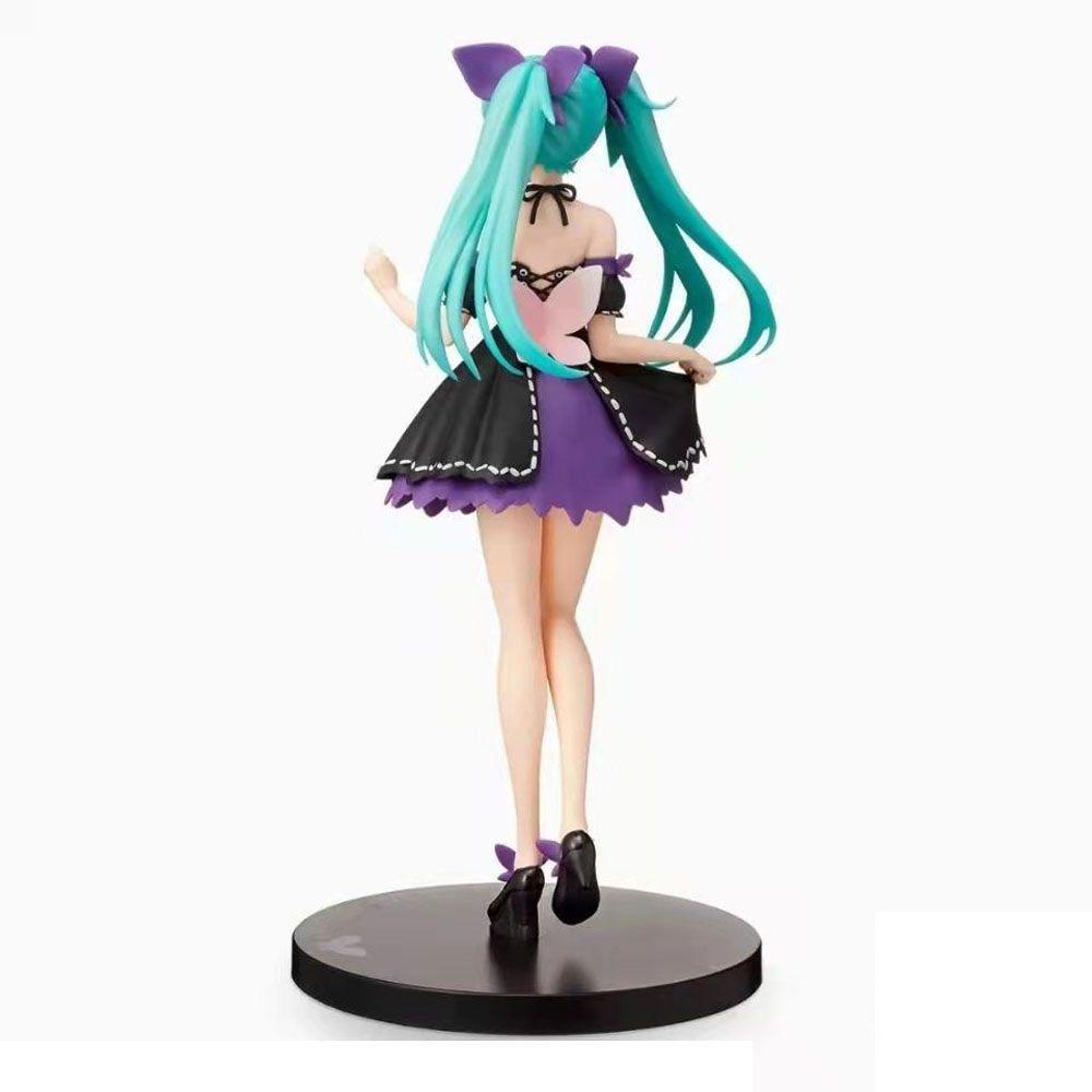 Lanfy Miku Hatsune Action Figure Anime Miku Hatsune Collection Model Baju Hitam Miniatur