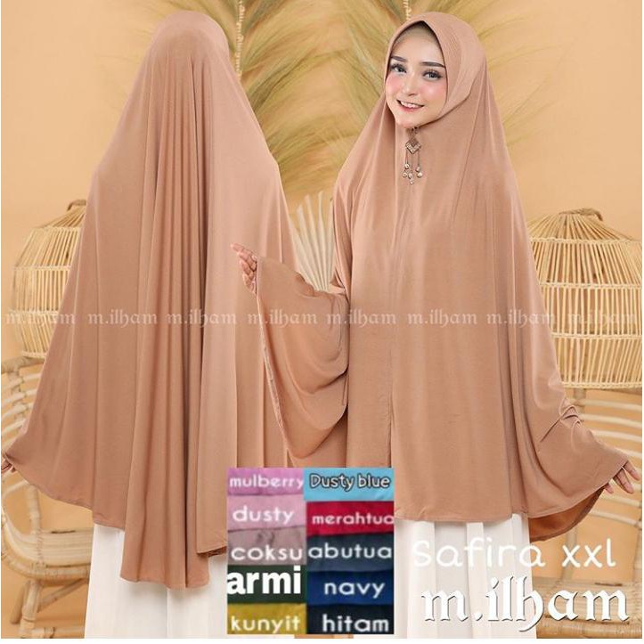 Bergo Safira Jumbo By M Ilham Hijab JB Size XXL Material Jersey Super Tebal Halus Dan Adem