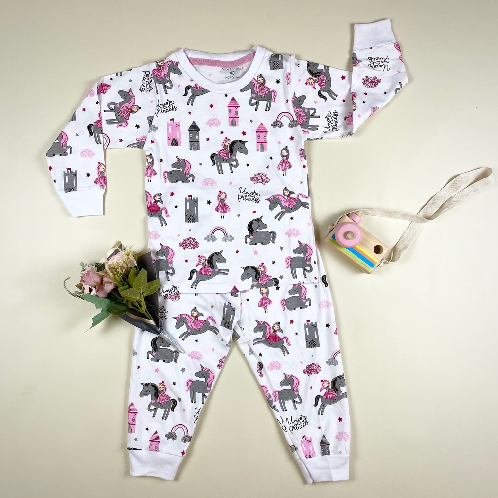 Setelan baju anak perempuan/ Setelan set piyama anak perempuan/ Piyama anak lengan panjang