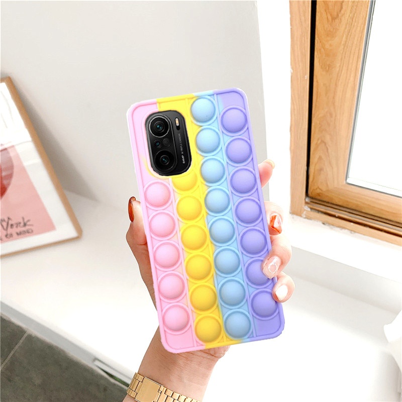 Reliver Stress Pop Fidget Toys Push It Bubble Case for OPPO A53 2020 A52 A32 A92 A5S A12 A7 A93 A72 F11 F9 F5 Reno 5 Reno 4F Antistress Game Cover Adult Kids