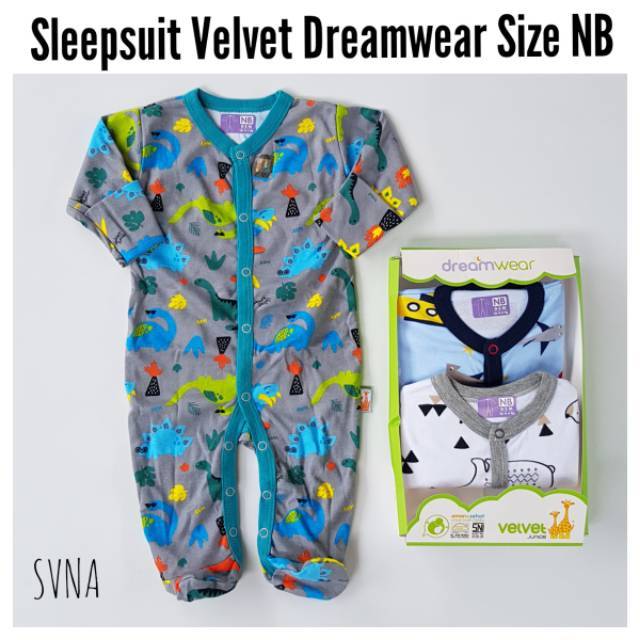  Baju  Bayi  Sleepsuit Velvet  Dreamwear Boy SV Shopee 