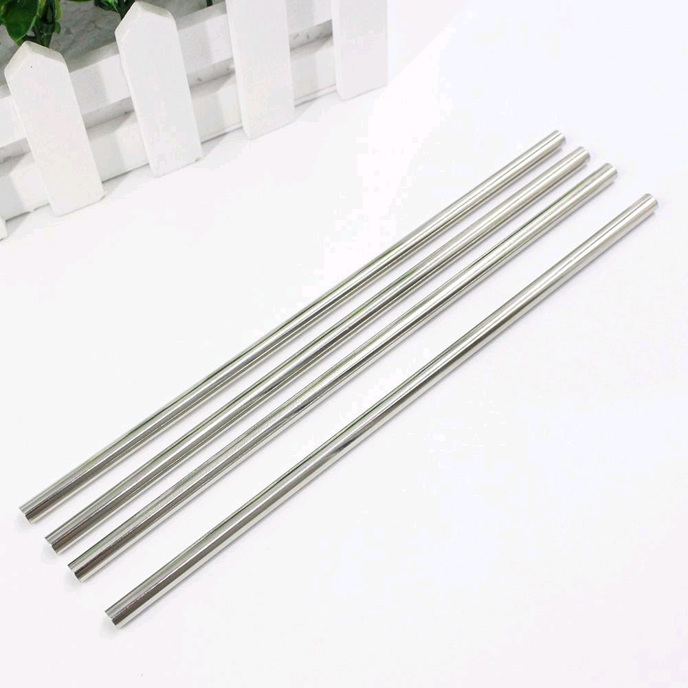 Sedotan Stainless steel staw kitchen straight bent drinking straws brush (b1k)