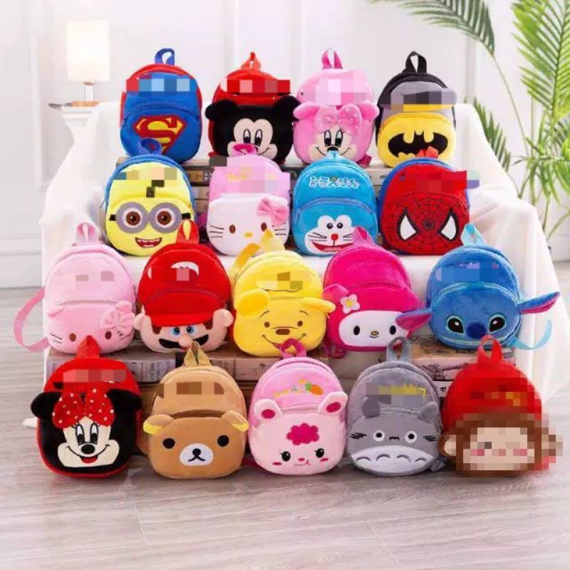 Tas anak karakter bahan bludru lembut import (ransel)