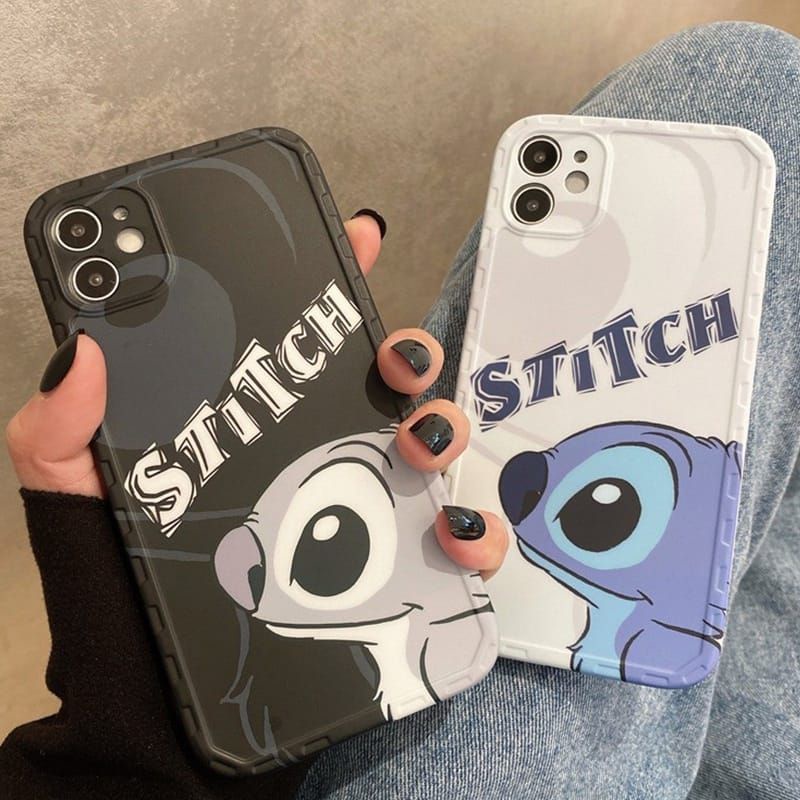 SOFT CASE IPHONE X XS XR XSMAX 11 12 13 14 + PRO PROMAX BLACK WHITE LILO STICTH