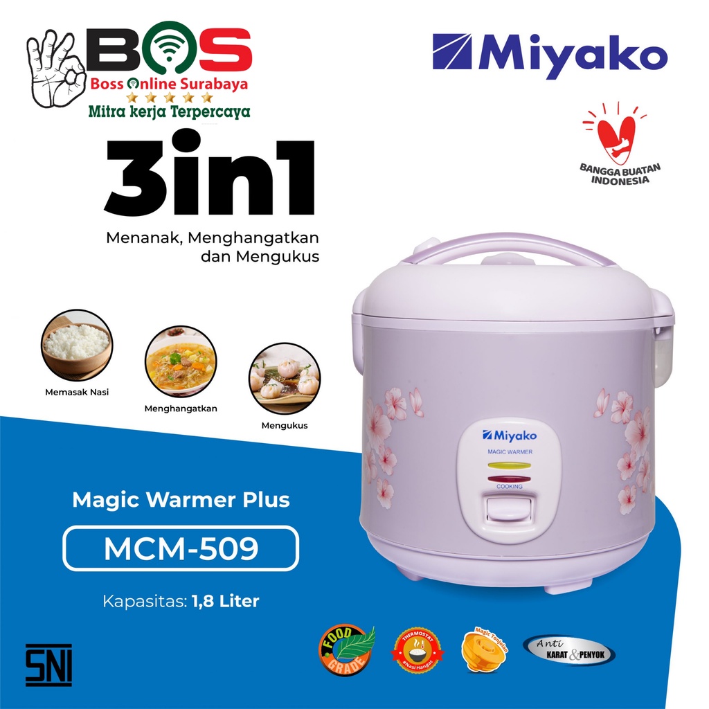 Rice Cooker Miyako MCM 509 Magic Warmer Plus Rice Cooker 3 in 1 MCM-509