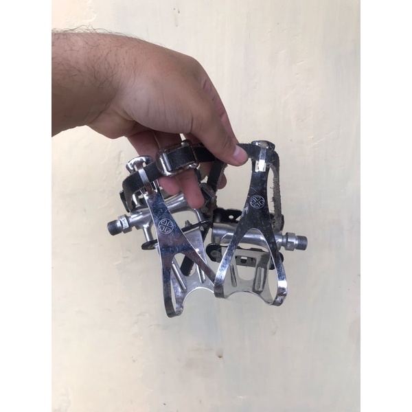 Pedalset wellgo strap kulit single toeclip vp sz M