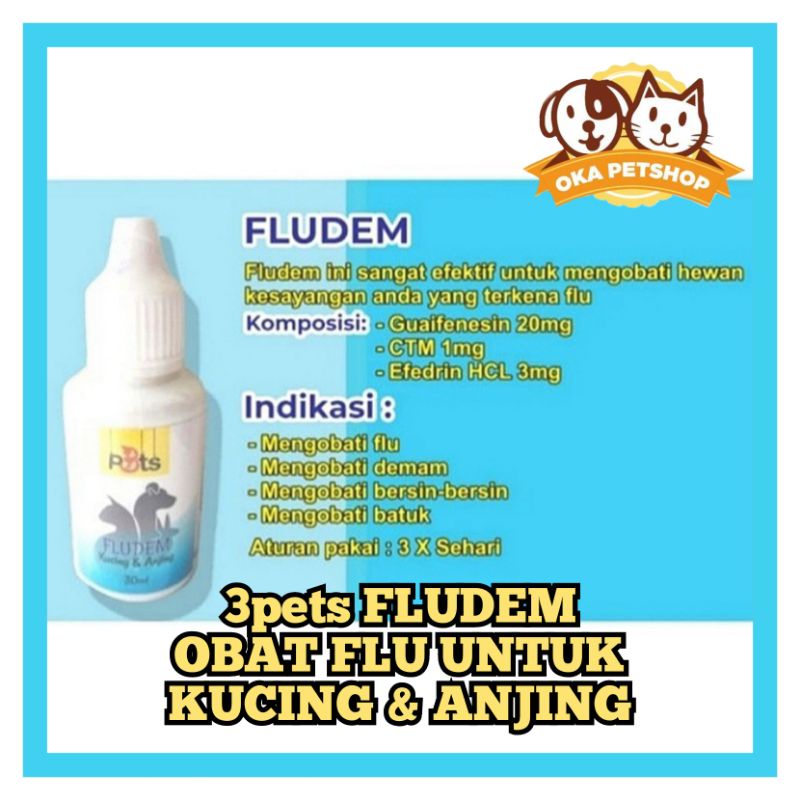 Obat flu demam kucing dan anjing 30ml / p3ts fludem 30ml