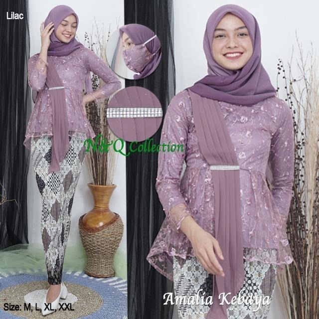 Kebaya Setelan Aurora Selendang Tulle / Kebaya Modern Selendang Tille Rosegold Dan Warna Lain