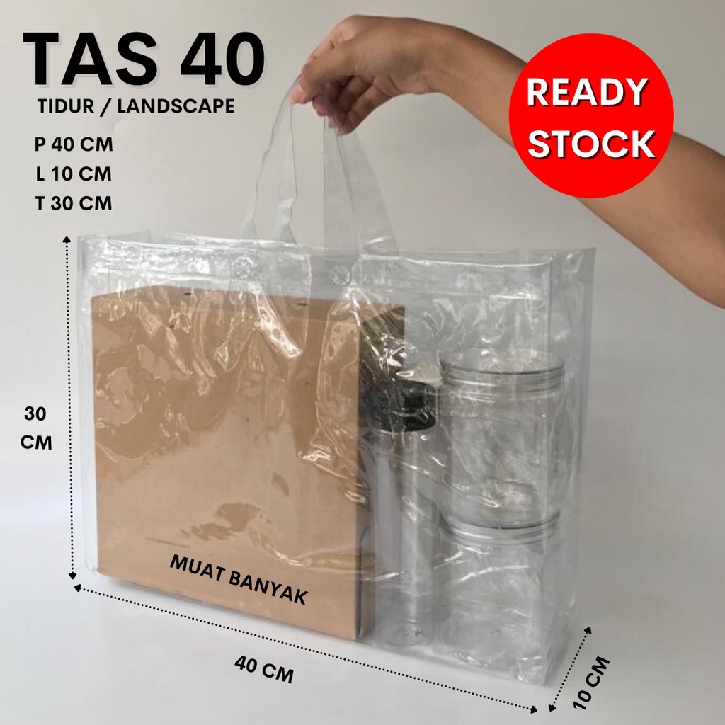 Tas pvc mika 40 x 10 x 30 tidur landscape hampers goodiebag event ulang tahun hantaran kotak kue kado
