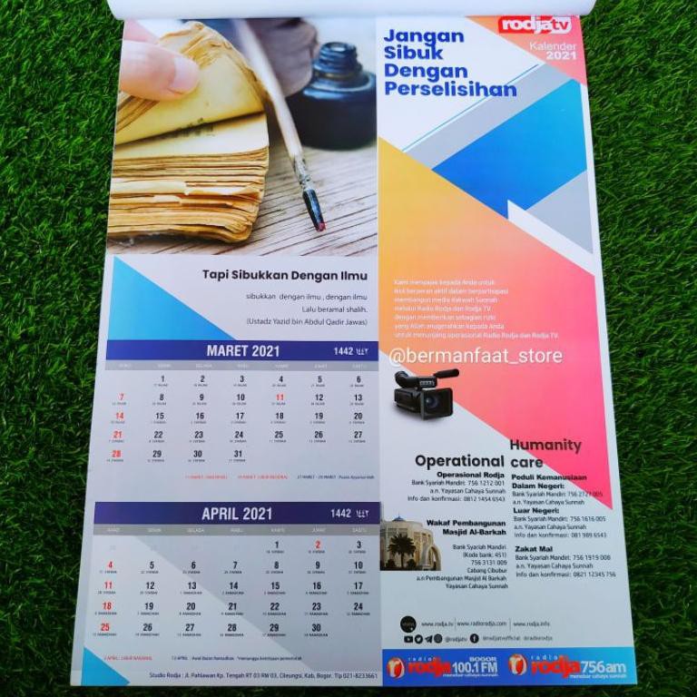 READY - Kalender Rodja 2021 Kalender Hijriyah Kalender Rodja Kalender Meja Kalender Dinding 2021 (AR