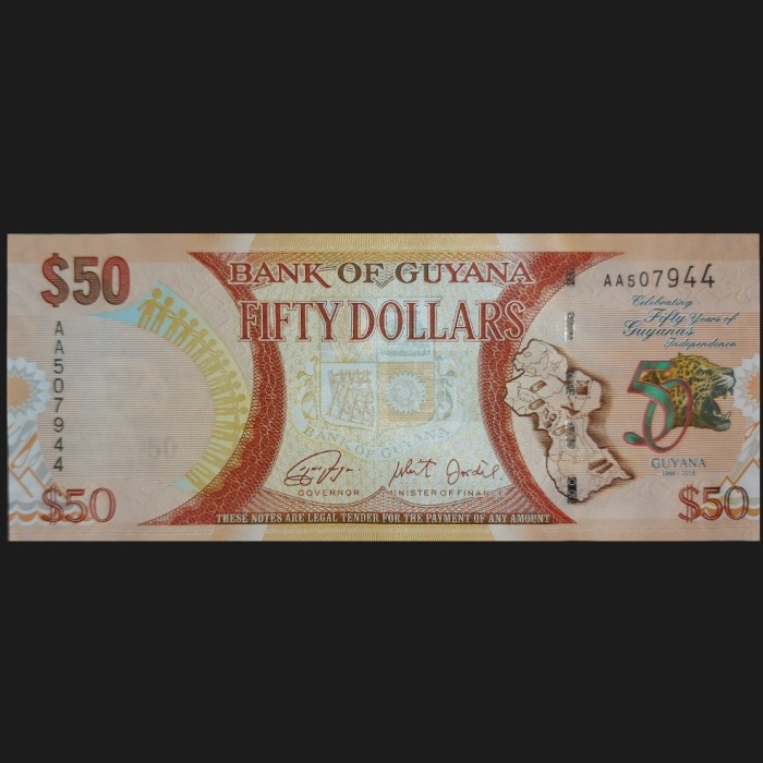 KUNO-UANG- UANG ASING 50 DOLLAR GUYANA -UANG-KUNO.
