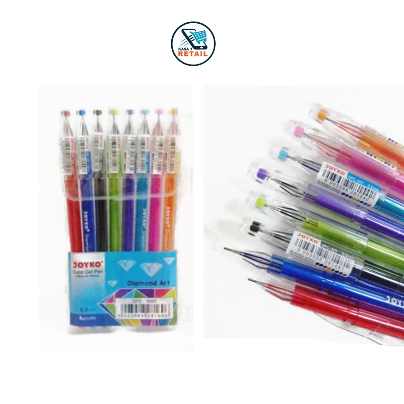 

8 PCS Pulpen Gel Pen Warna Joyko Diamond Art
