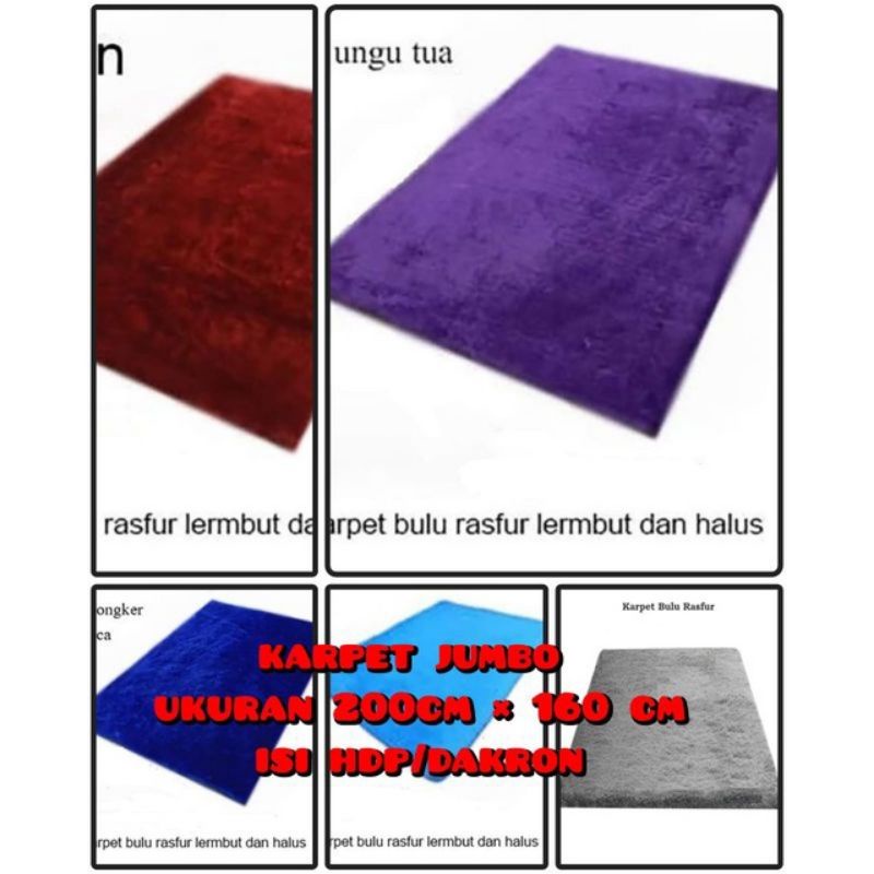 karpet bulu rasfur ukuran jumbo 160cm×200cm  premium real