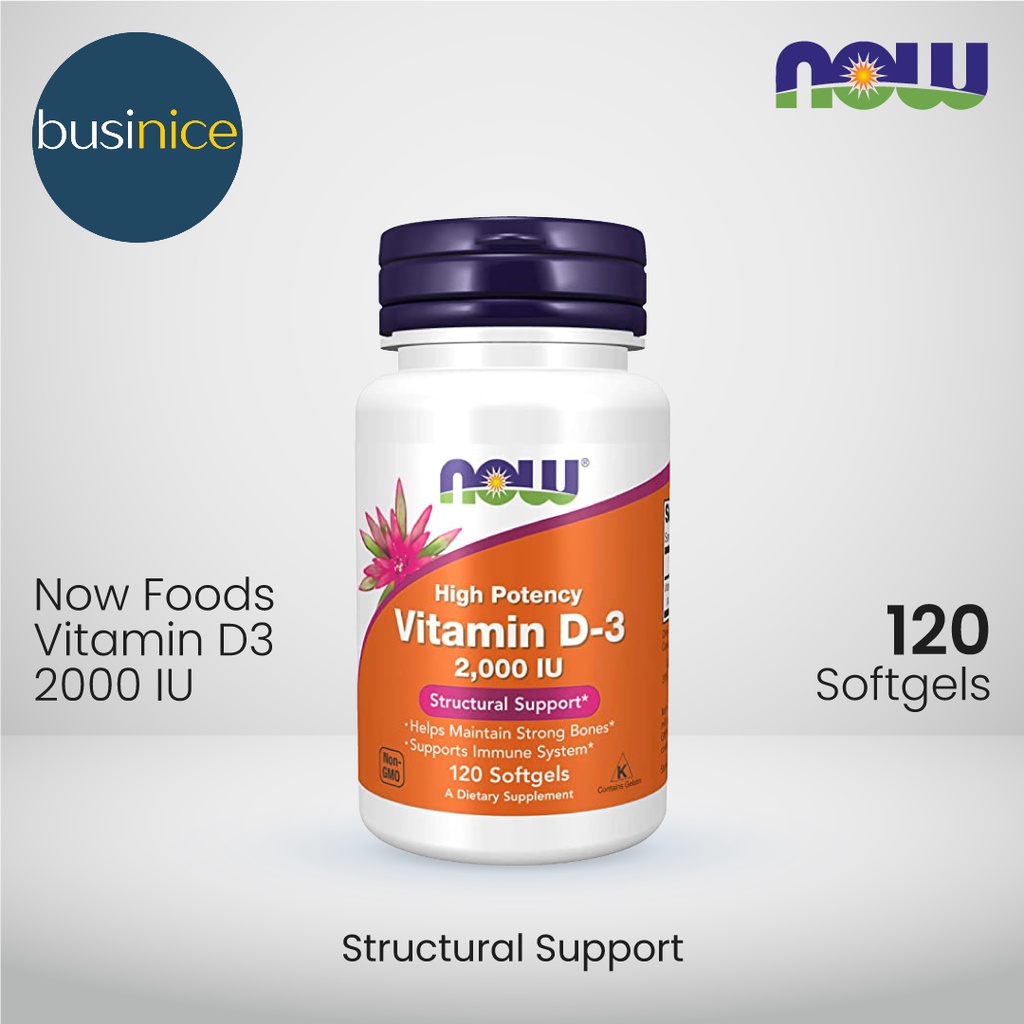 Now Foods Vitamin D3 2,000 IU 120 Softgels D3 2,000IU Vit D 2000 IU