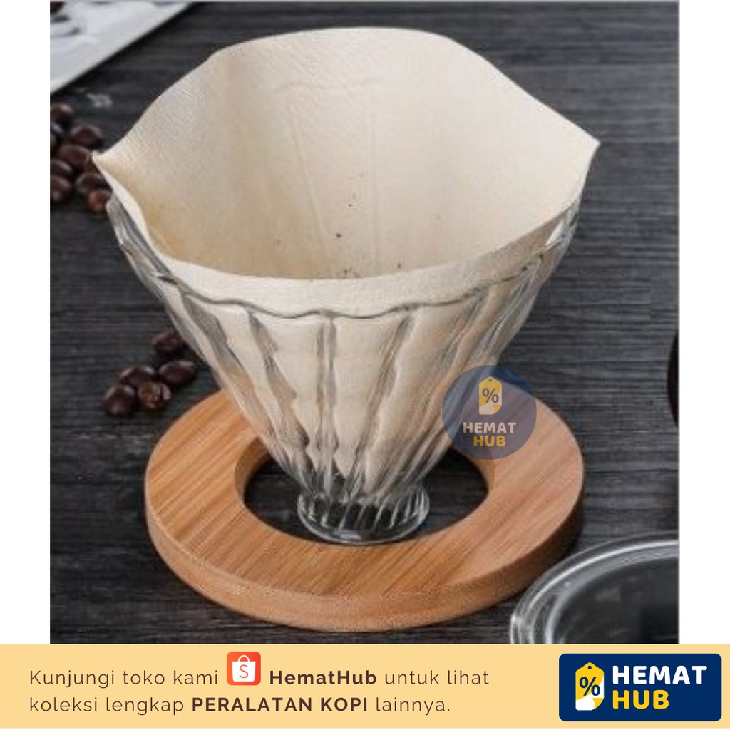 V60 Dripper Set Glass Cone Wooden Bracket Coffee Drip Filter Kaca Alat Penyaring Kopi Pour Over