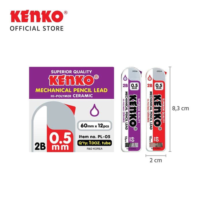 

KENKO PENCIL LEAD / Isi Pensil Mekanik 2B PL-05 (0.5 Mm x 60 Mm)