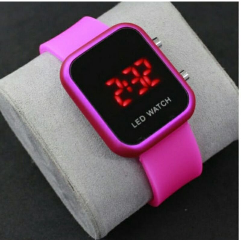 jam tangan LED Digital wanita jam tangan digital LED watch / jam tangan kekinian LED Digital / jam led karakter-pink