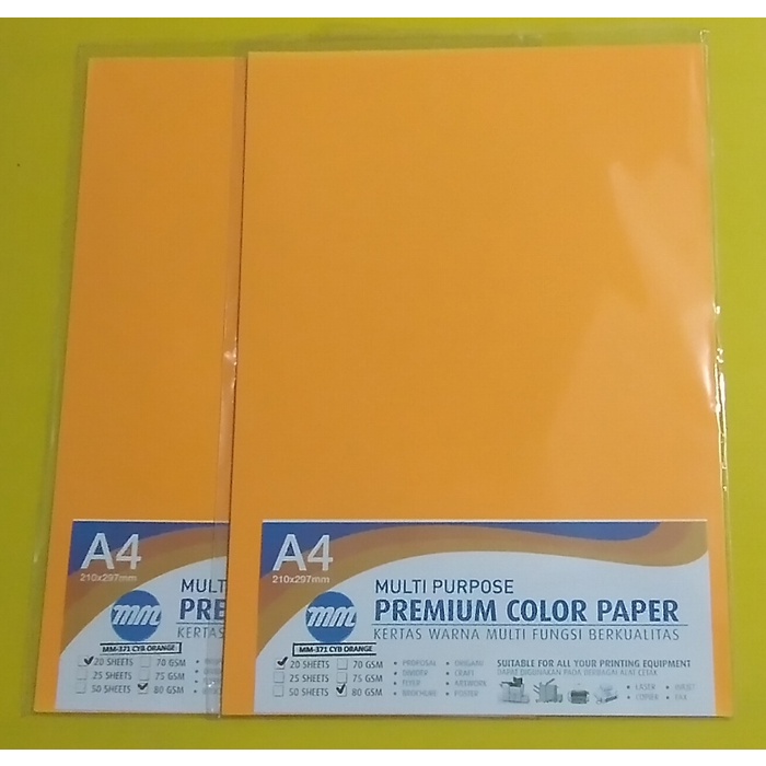 

HVS WARNA ORANGE A4 80GR MM MULTI PURPOSE PREMIUM COLOR PAPER