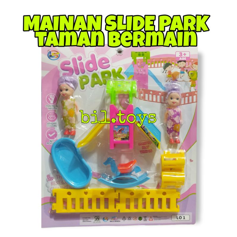 MAINAN ANAK PEREMPUAN SLIDE PARK TAMAN BERMAIN SET ANAK BARBIE