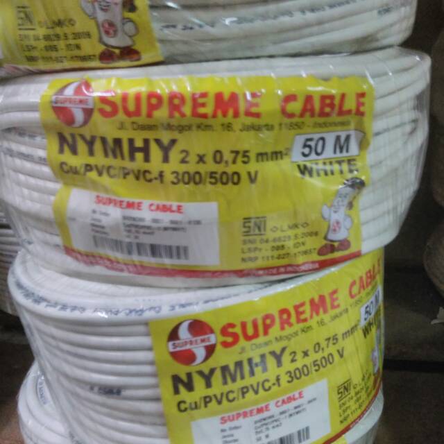 Kabel serabut nymhy 2x0,75 50m Supreme/ kabel serabut isi 2