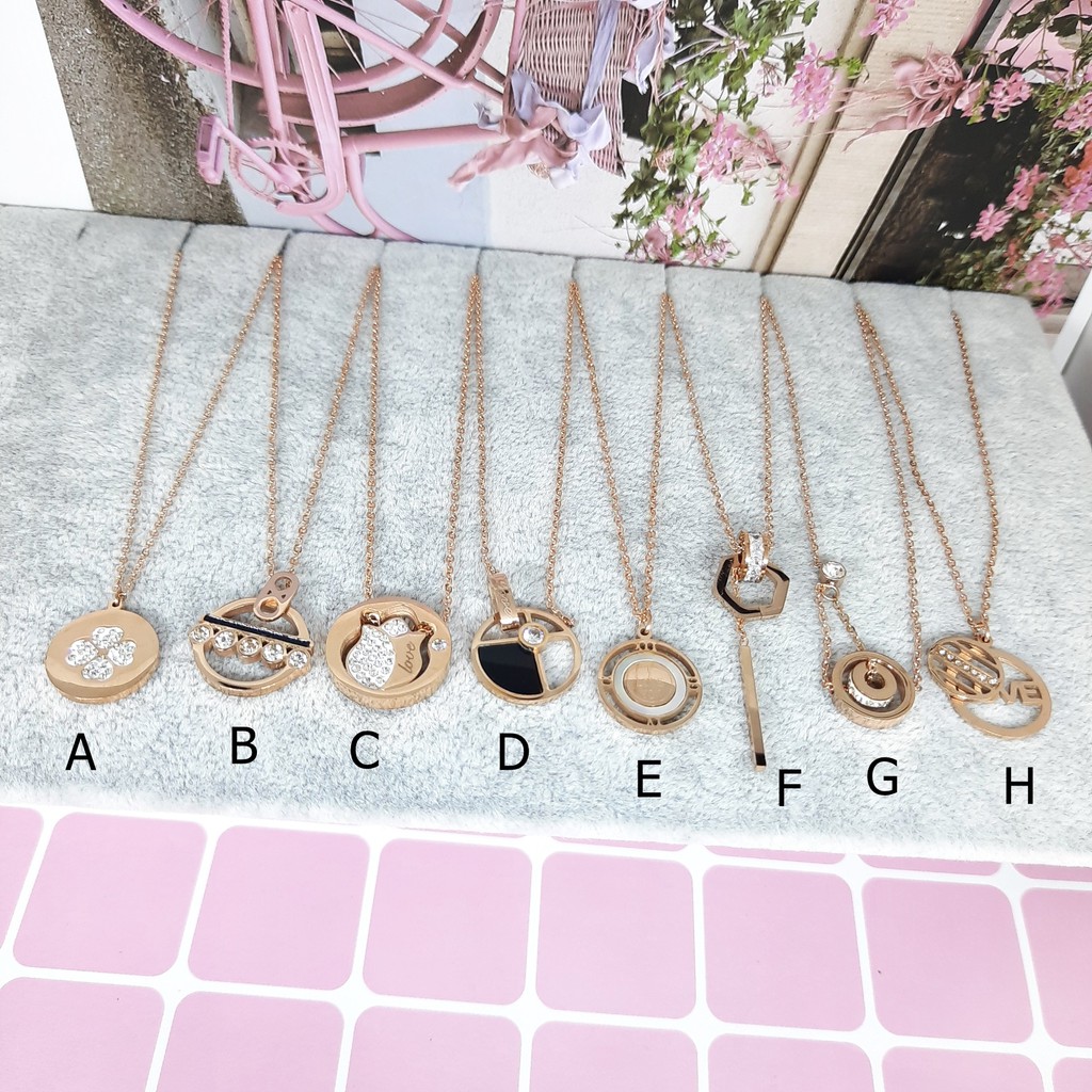 Kalung Titanium Korea Import Kdrama Kpop Fashion Perhiasan Rosegold - BN420