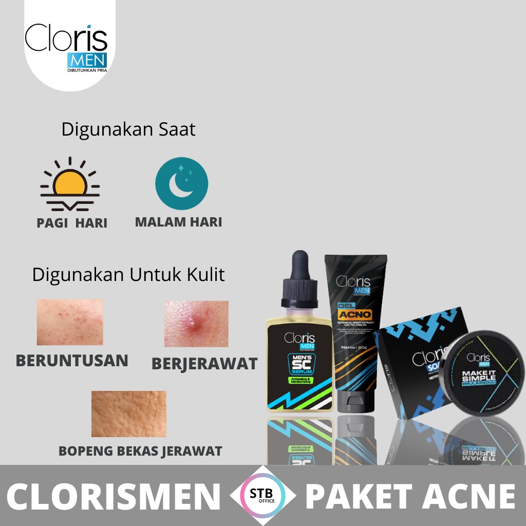 Skincare Paket Anti Acne Clorismen Skincare Penghilang Jerawat Dan Bekas Jerawat Pelembab Wajah Pria Paket Brightening Series Mencerahkan Wajah Memudarkan Flek Hitam Dan Mengatasi Kulit Berminyak Kusam Komedo