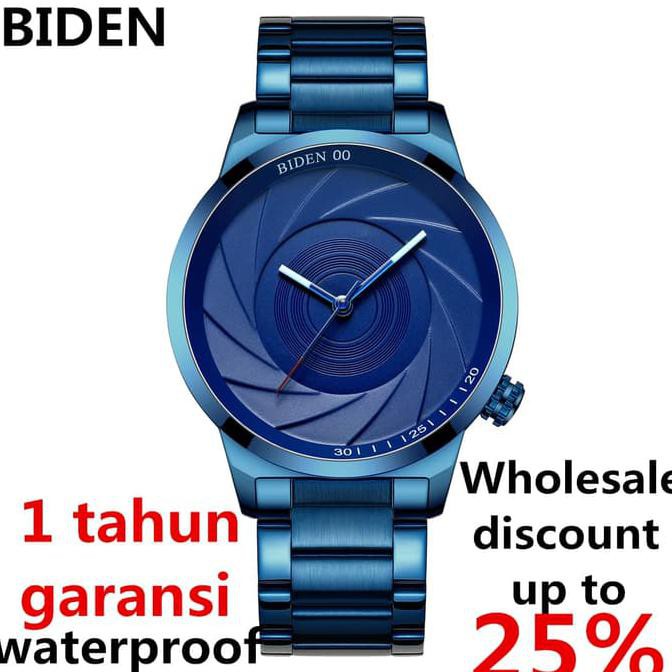 TERJANGKAU JAM TANGAN PRIA BIDEN FASHION ANALOG BISNIS PITA JALA - BIRU TERJAMIN