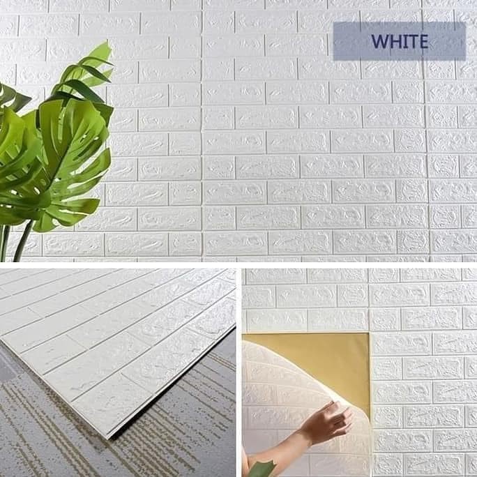 WHI Wallpaper 3D Foam Modern Wallpaper Timbul Wallfoam Dinding Batu Bata Brickfoam Tebal Ukuran 38 x 70cm Elegant