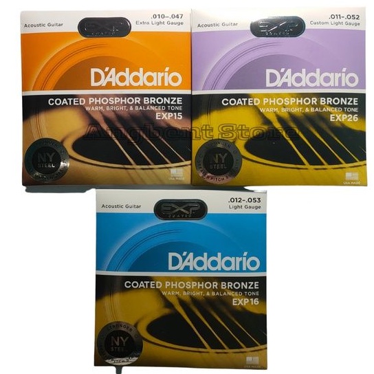D'addario Senar Gitar Akustik D'addario 1 Set String EXP15 EXP26 EXP16 Coated Phosphor Bronze