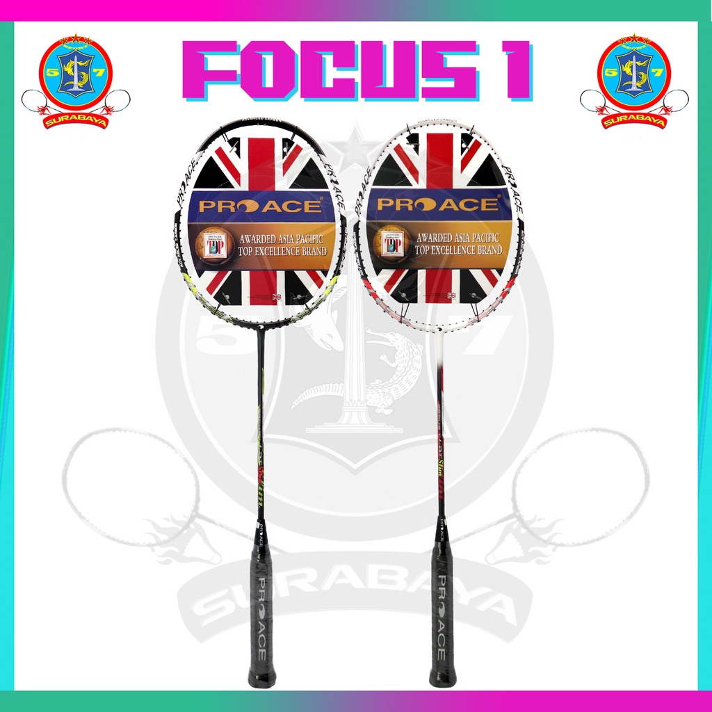 Raket Badminton Original Pro Ace Focus 1 Bonus Komplit Badminton