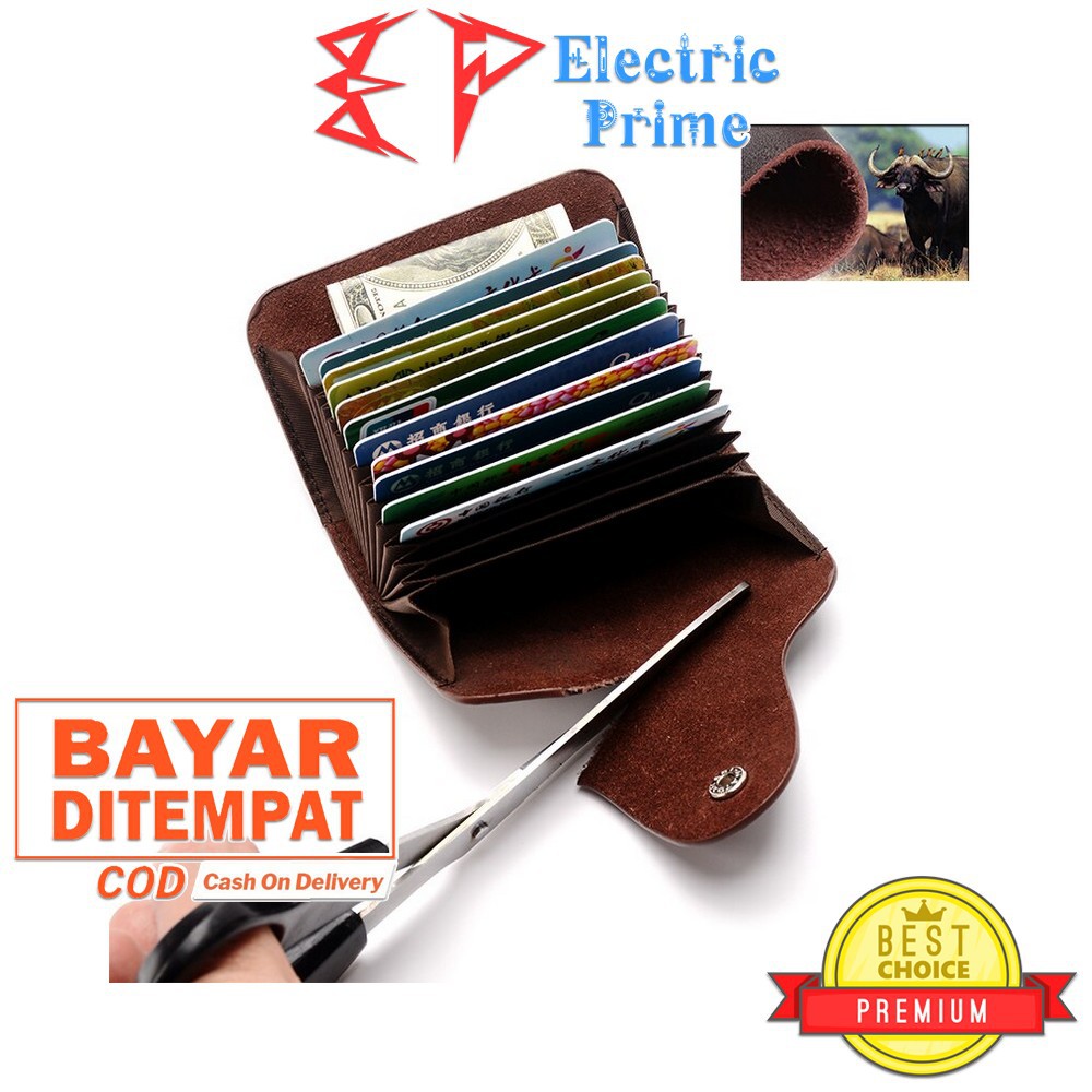 Dompet Kartu Card Wallet Slot Holder Leather Pria Wanita Portable